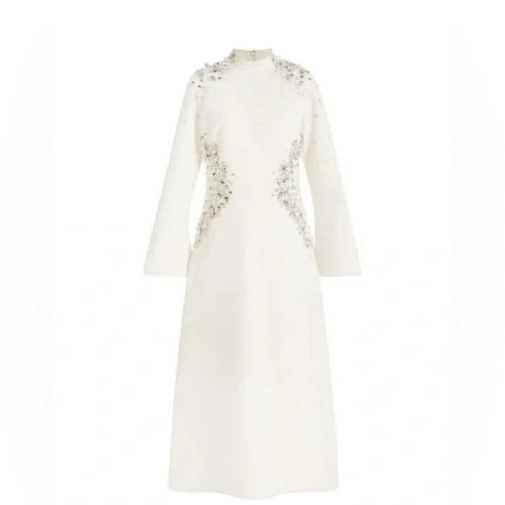 Jonathan Simkhai Ivory Embellished Midi Dress